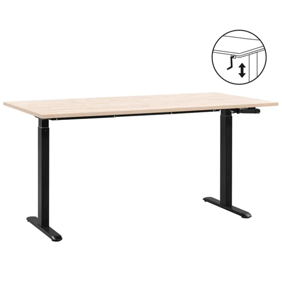 Homeworx Bureau zit/sta handmatig verstelbaar – eikenkleur/zwart - 75/118x160x80 cm