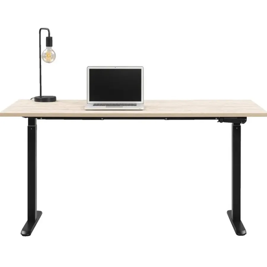 Homeworx Bureau zit/sta handmatig verstelbaar – eikenkleur/zwart - 75/118x160x80 cm