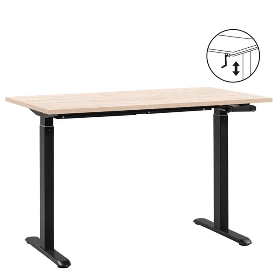 Homeworx Bureau zit/sta handmatig verstelbaar – eikenkleur/zwart - 75/118x120x70 cm