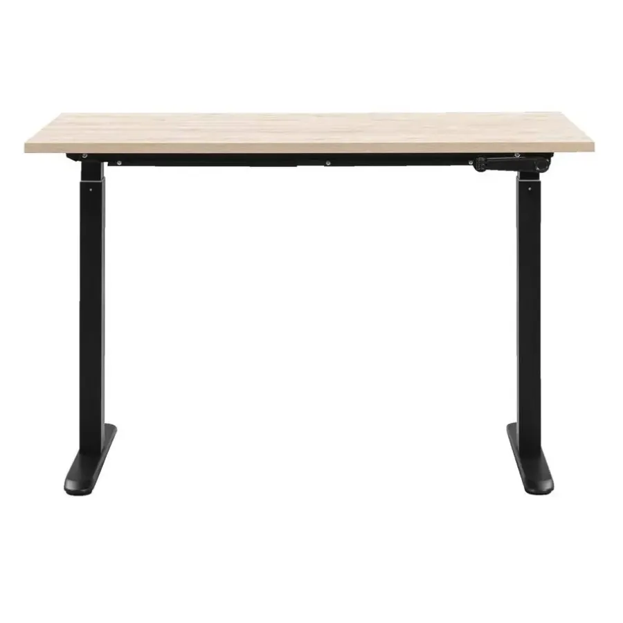 Homeworx Bureau zit/sta handmatig verstelbaar – eikenkleur/zwart - 75/118x120x70 cm