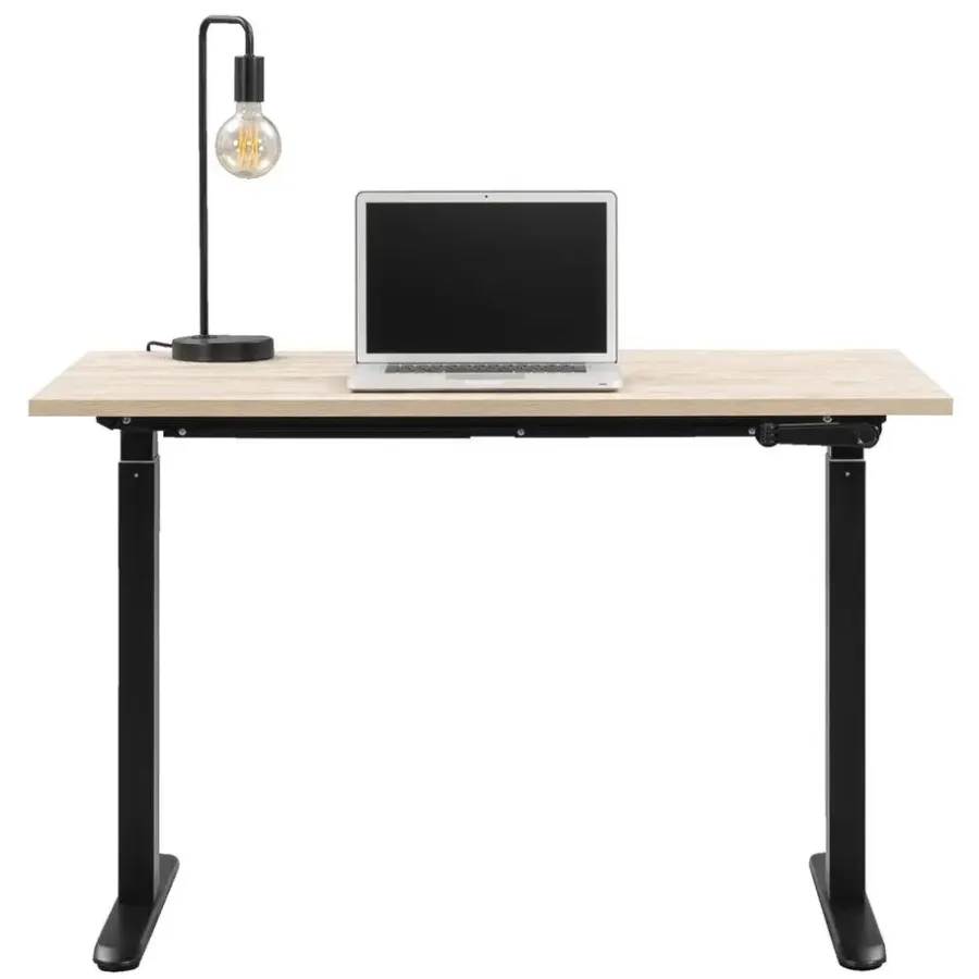 Homeworx Bureau zit/sta handmatig verstelbaar – eikenkleur/zwart - 75/118x120x70 cm