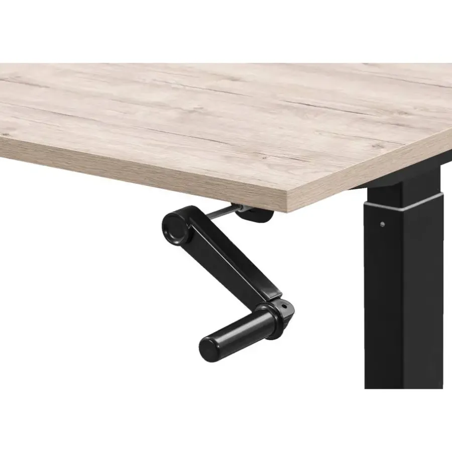 Homeworx Bureau zit/sta handmatig verstelbaar – eikenkleur/zwart - 75/118x120x70 cm