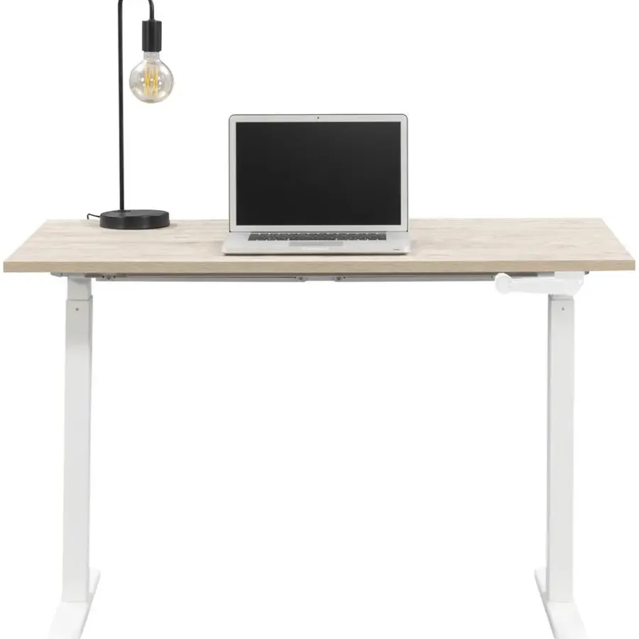Zit-Sta-Bureaus-Homeworx Bureau zit/sta handmatig verstelbaar – eikenkleur/wit - 75/118x120x70 cm