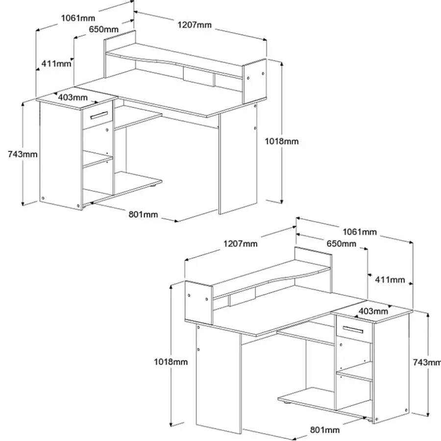 Parisot Bureau Professional 102cm- zwart/eik