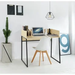 Bureaus-Nordlys Bureau van metaal en hout in crèmekleur