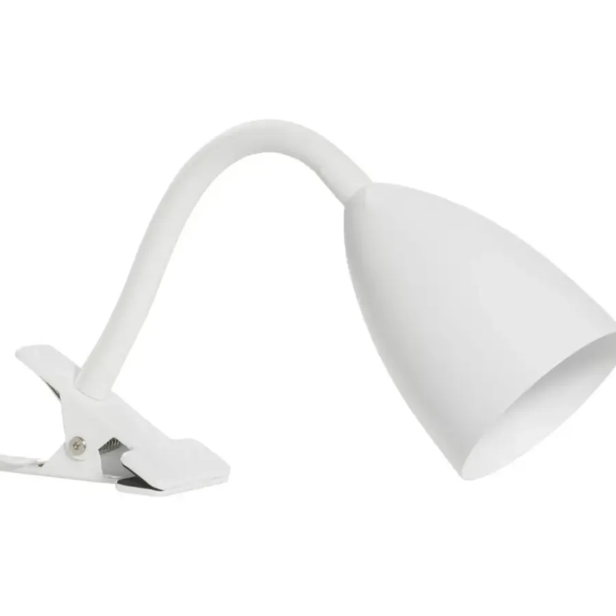 Tafellampen|Bureaulampen-Leen Bakker Bureau-klemlamp knijper - wit metaal - E14 - 35xØ9 cm