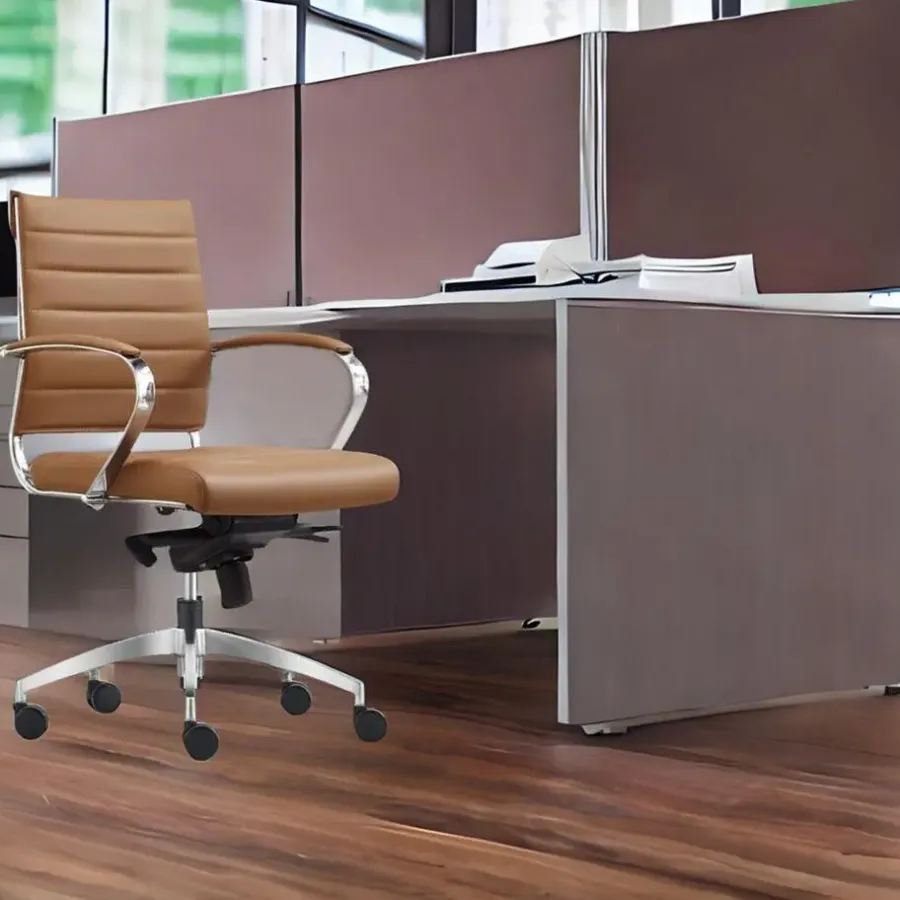 Bureaustoelen|Bureaustoelen-Sedero Bureaustoel Cádiz Cognac - 100% leder