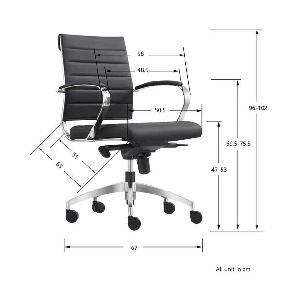 Bureaustoelen|Bureaustoelen-Sedero Bureaustoel Cádiz Cognac - 100% leder