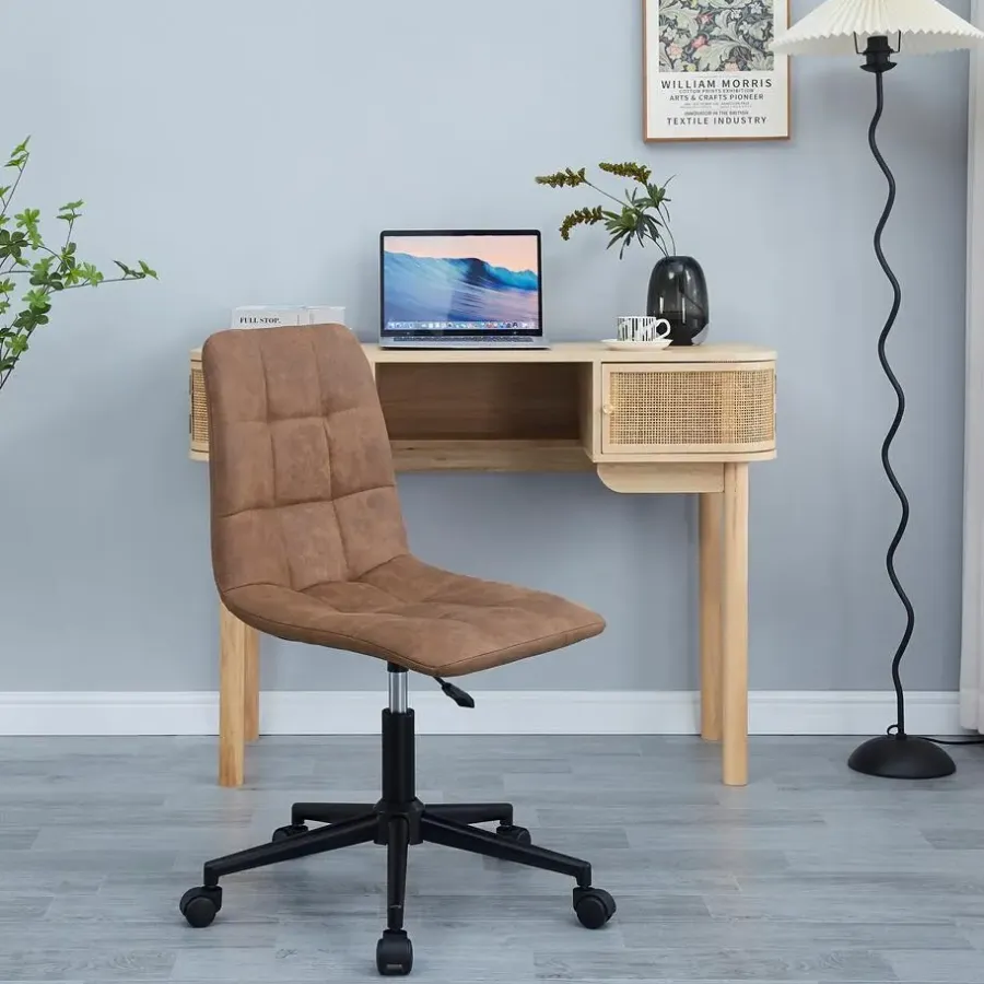 Bureaustoelen|Bureaustoelen-Nordlys Bureaustoel in bruin kunstleer met metalen onderstel