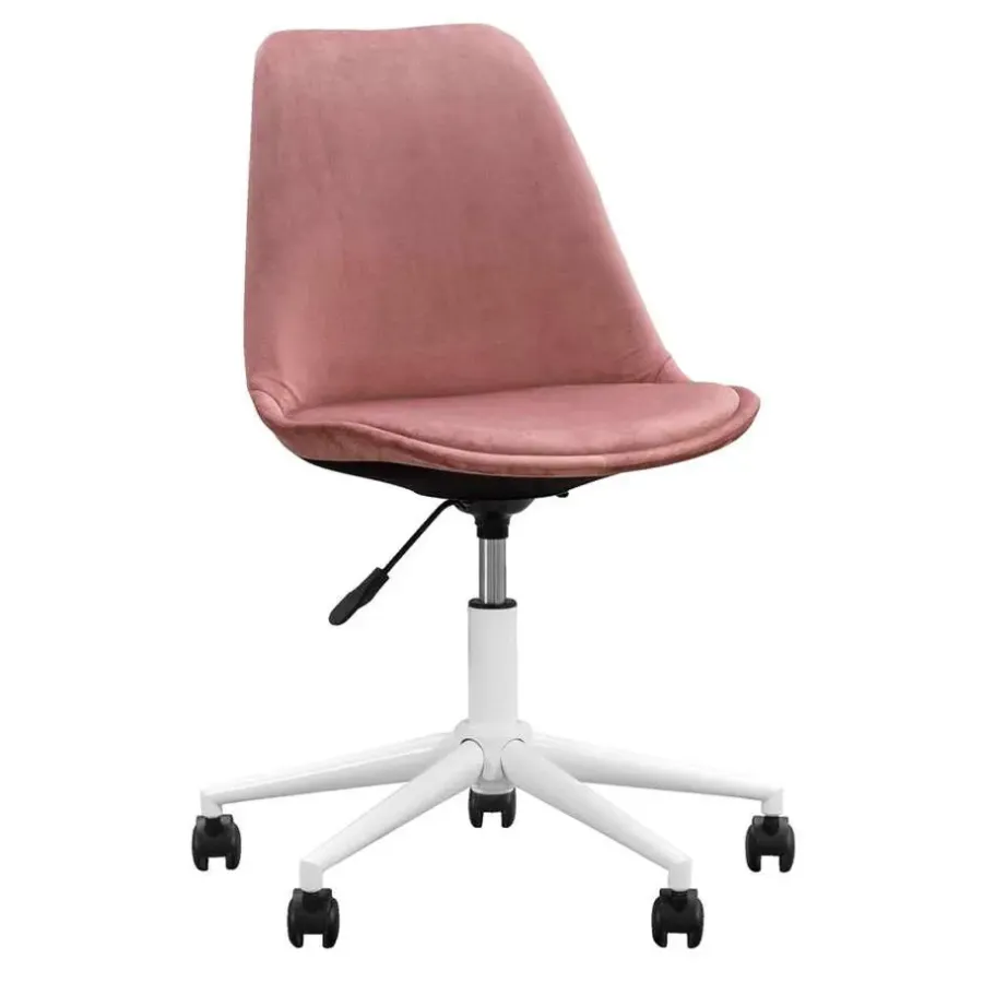 Bureaustoelen|Bureaustoelen-Leen Bakker Bureaustoel Senja - velvet - roze - wit metaal