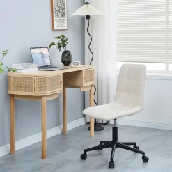 Bureaustoelen|Bureaustoelen-Nordlys Bureaustoel van beige stof met metalen onderstel