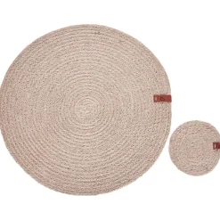 Leen Bakker BUSHMINT - Set van 12 placemats en onderzetters - Natuurlijk - Jute