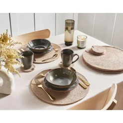 Leen Bakker BUSHMINT - Set van 12 placemats en onderzetters - Natuurlijk - Jute