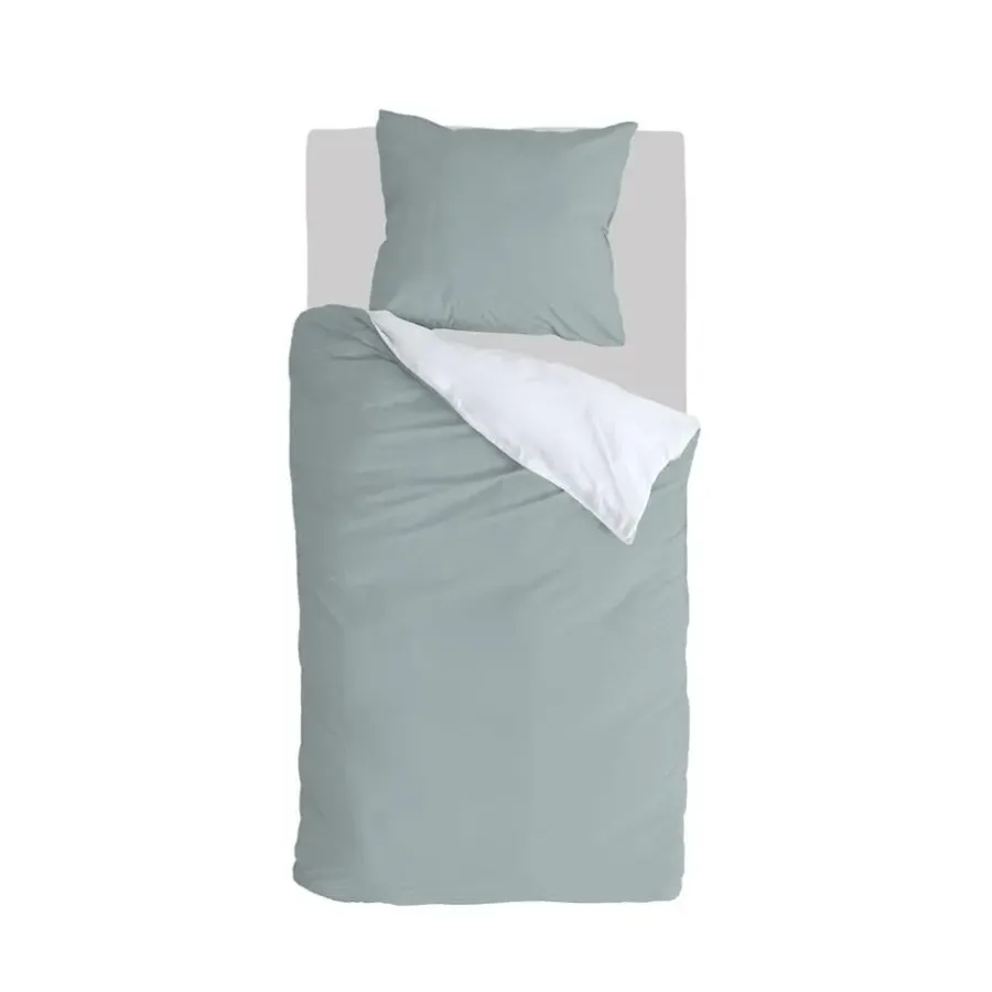 Byrklund - Dekbedovertrek Side Way - 140x220 cm - Jade / Wit