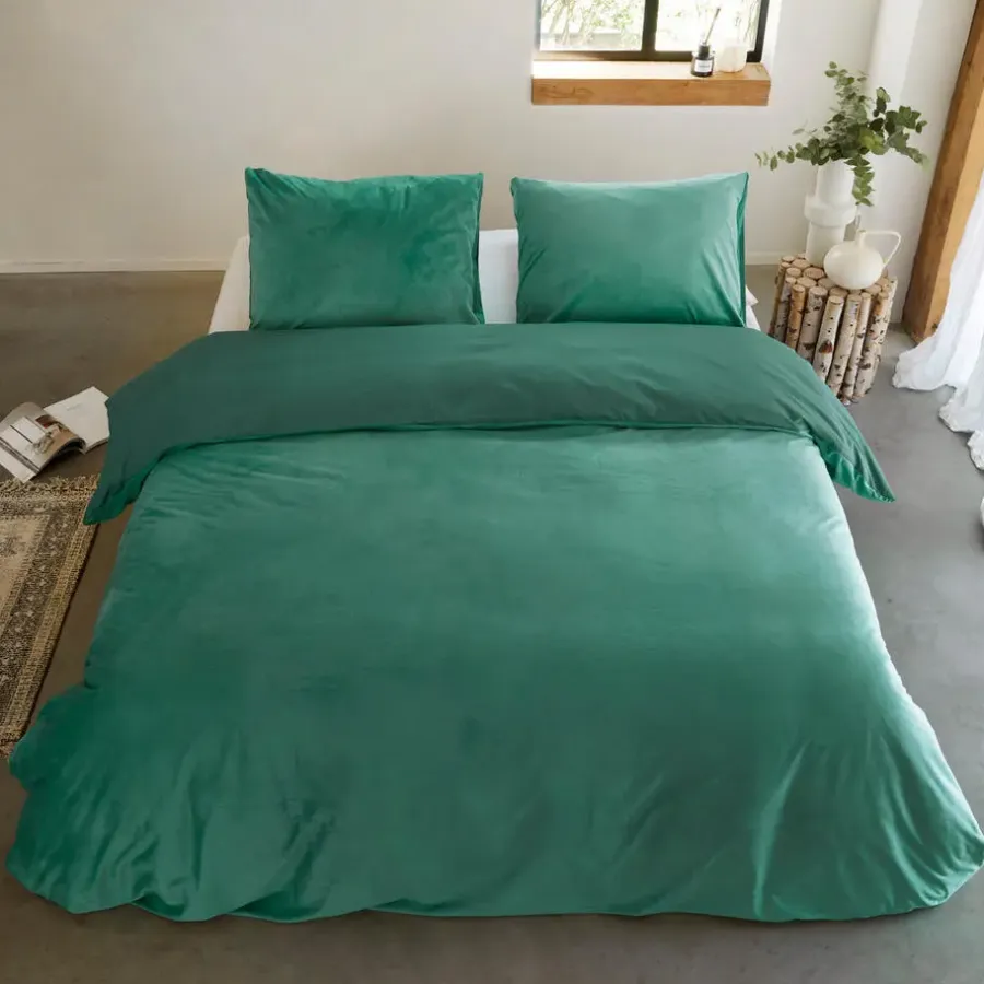 Byrklund - Dekbedovertrek Go Velvet - 240x220 cm - Groen