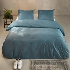 Lits-Jumeaux Dekbedovertrekken-Byrklund - Dekbedovertrek Go Velvet - 240x220 cm - Petrol