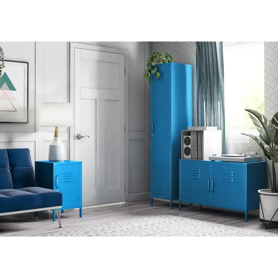 Wandkasten-Novogratz Cache - Wandkast met 2 blauwe metalen deuren