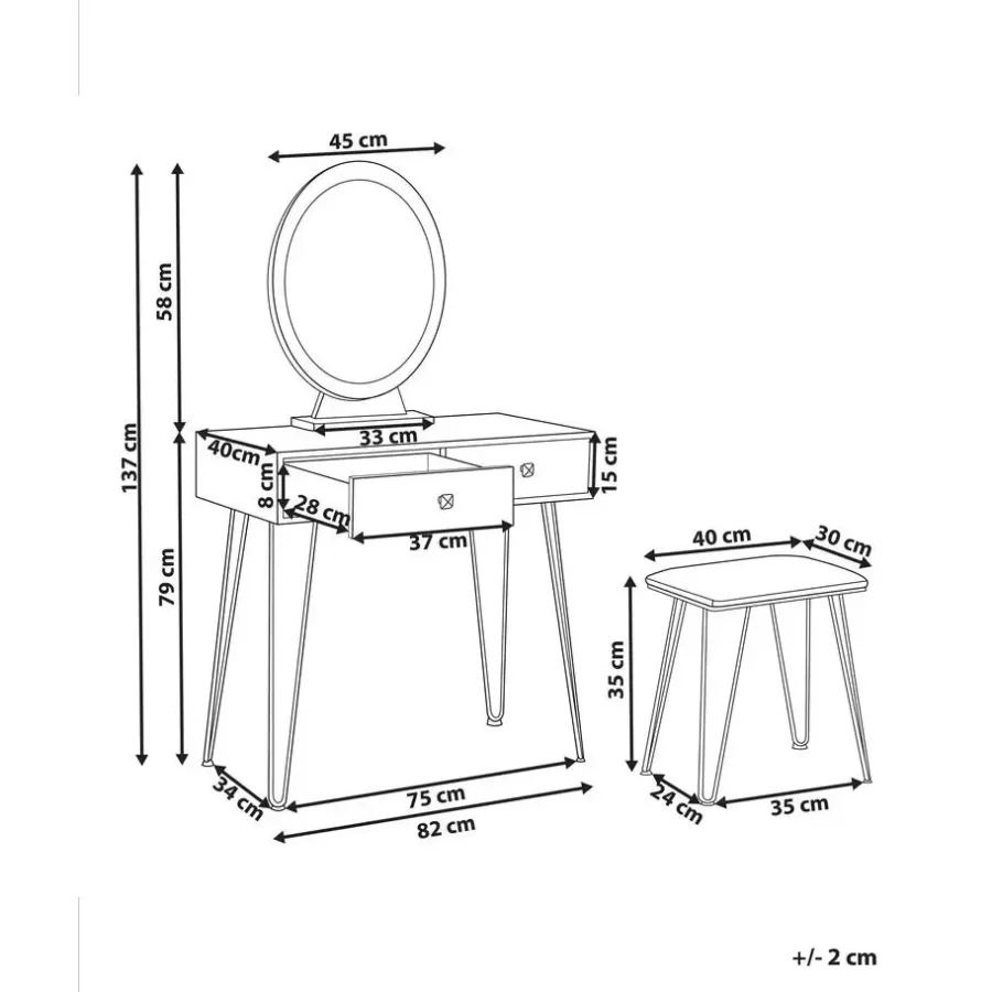 Kaptafels-Beliani CAEN - Kaptafel - Wit - MDF