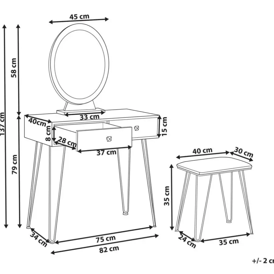 Kaptafels-Beliani CAEN - Kaptafel - Wit - MDF