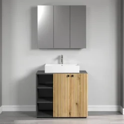 Spiegelkasten-Calicosy - Badkamerkast met spiegel PUREBLISS - 20x90x80 cm