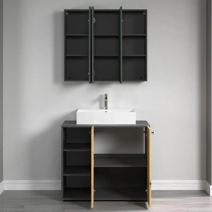 Spiegelkasten-Calicosy - Badkamerkast met spiegel PUREBLISS - 20x90x80 cm