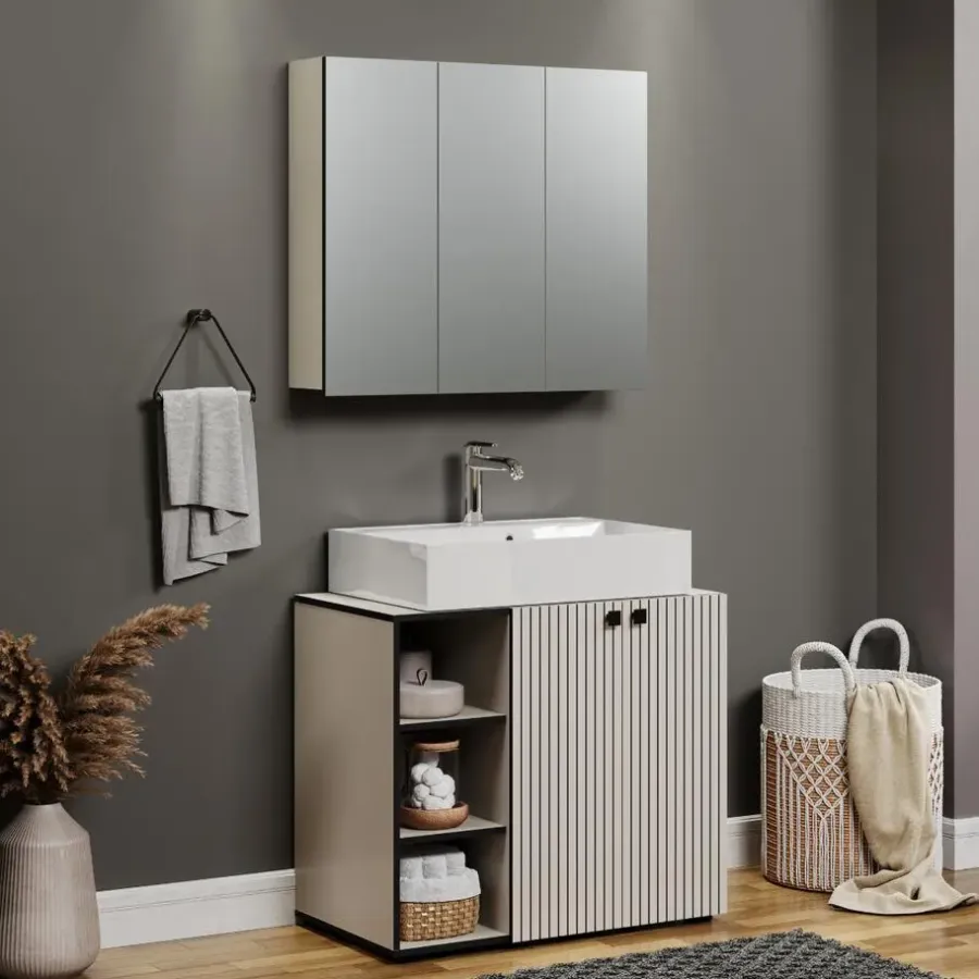 Spiegelkasten-Calicosy - Badkamerkast met spiegel PUREBLISS - 20x90x80 cm
