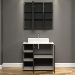 Spiegelkasten-Calicosy - Badkamerkast met spiegel PUREBLISS - 20x90x80 cm