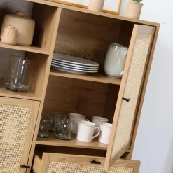 Buffetkasten-Calicosy - Buffetkast JAYA - Licht hout - 120x100x40 cm
