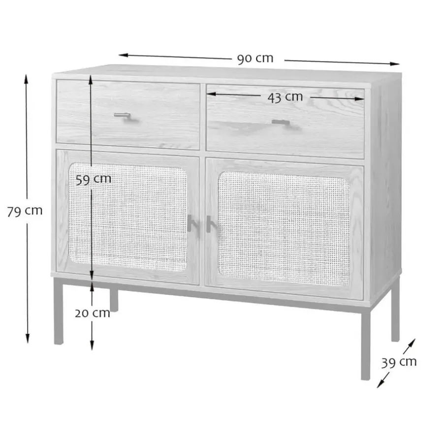 Dressoirs-Calicosy - Dressoir JAYA - Licht hout - 79x90x39 cm