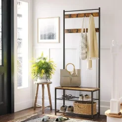Kapstokken-Calicosy - Garderobe - Donker hout - 175x70x32,5 cm