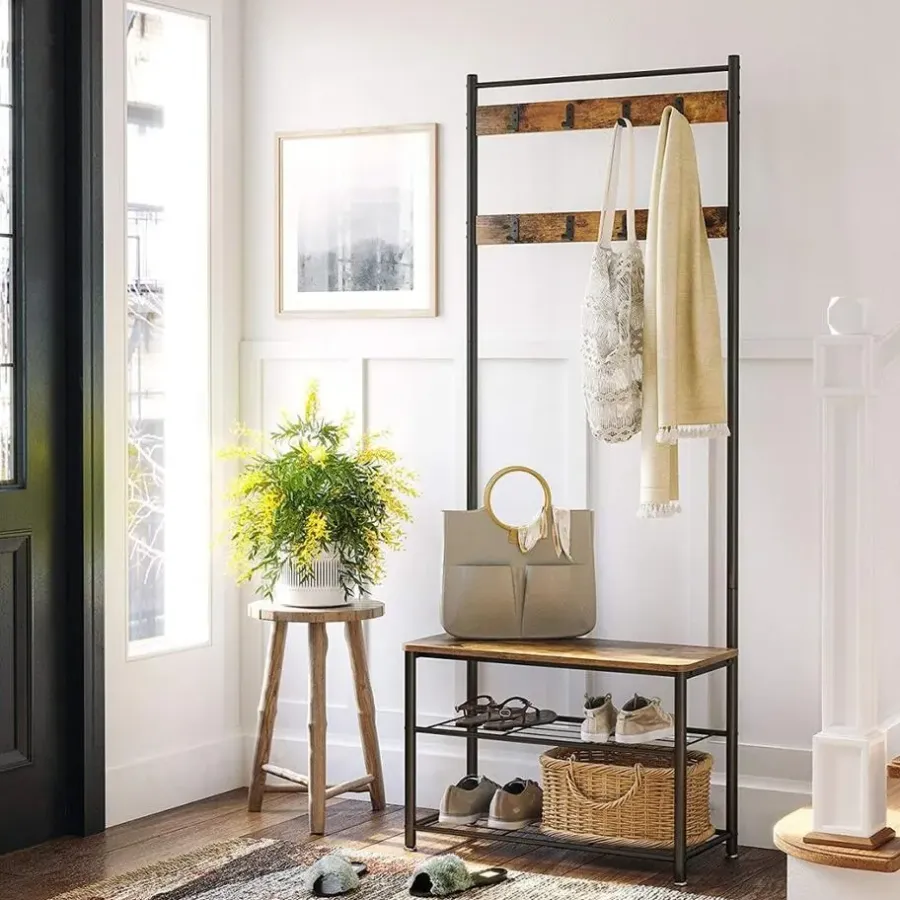Kapstokken-Calicosy - Garderobe - Donker hout - 175x70x32,5 cm