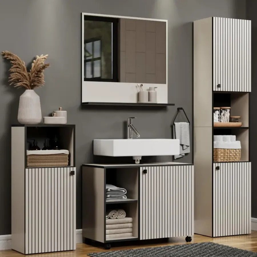 Hoge Kasten-Calicosy - Geribbelde badkamerkolom PUREBLISS - 15x122x44,5 cm