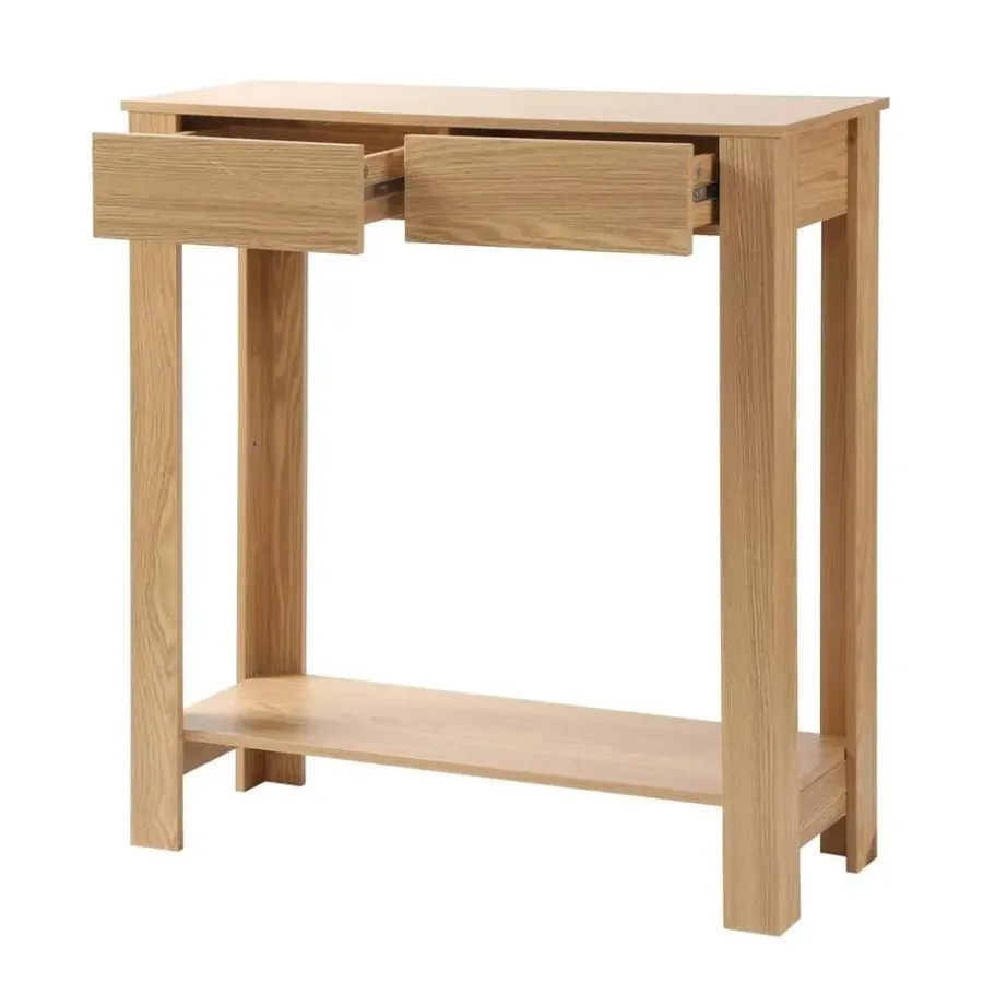 Sidetables-Calicosy - Hoge console met 2 lades in eiken decor - Licht hout - 29x79x86,5 cm