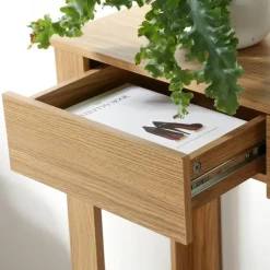 Sidetables-Calicosy - Hoge console met 2 lades in eiken decor - Licht hout - 29x79x86,5 cm