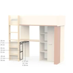 Kinderbedden-CBA CALICOSY - Hoogslaper CAMILLIA - 104,1x205,9x183 cm
