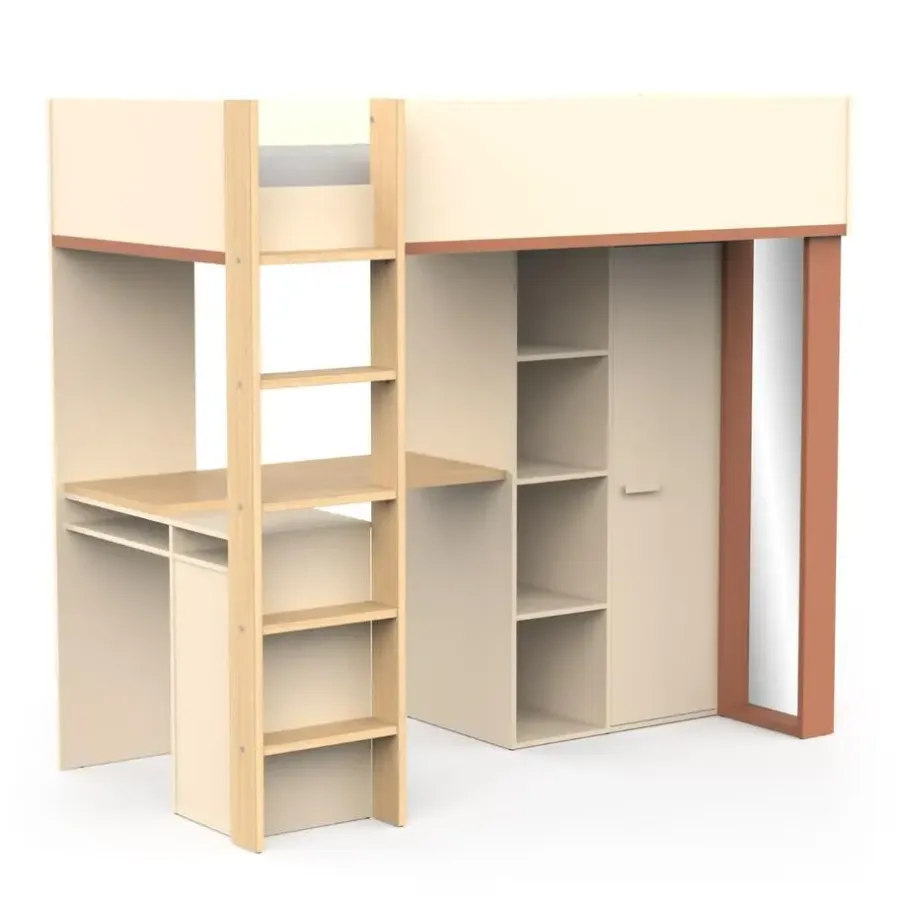 Kinderbedden-CBA CALICOSY - Hoogslaper CAMILLIA - 104,1x205,9x183 cm