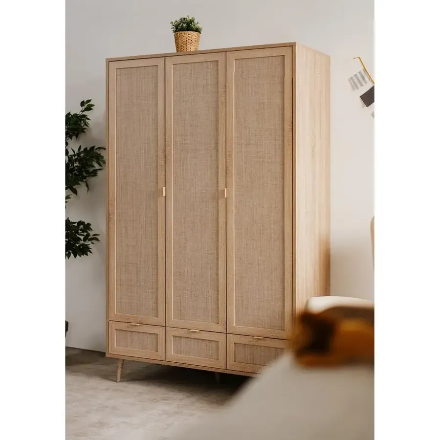 Calicosy - Kast 3 Deuren BALI - Rotanprint - 55x120x195 cm