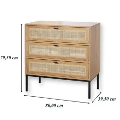 Ladekasten|Ladekasten-Calicosy - Ladekast JAYA - Licht hout - 79x80x39 cm