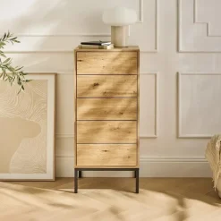 Ladekasten|Ladekasten-Calicosy - Ladekast LENNY - Licht hout - 100x45x38 cm