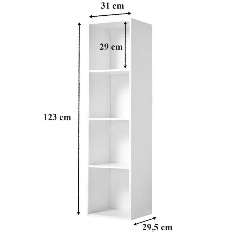 Boekenkasten|Boekenkasten-Calicosy - Meubel - Wit - 122.5x31.1x