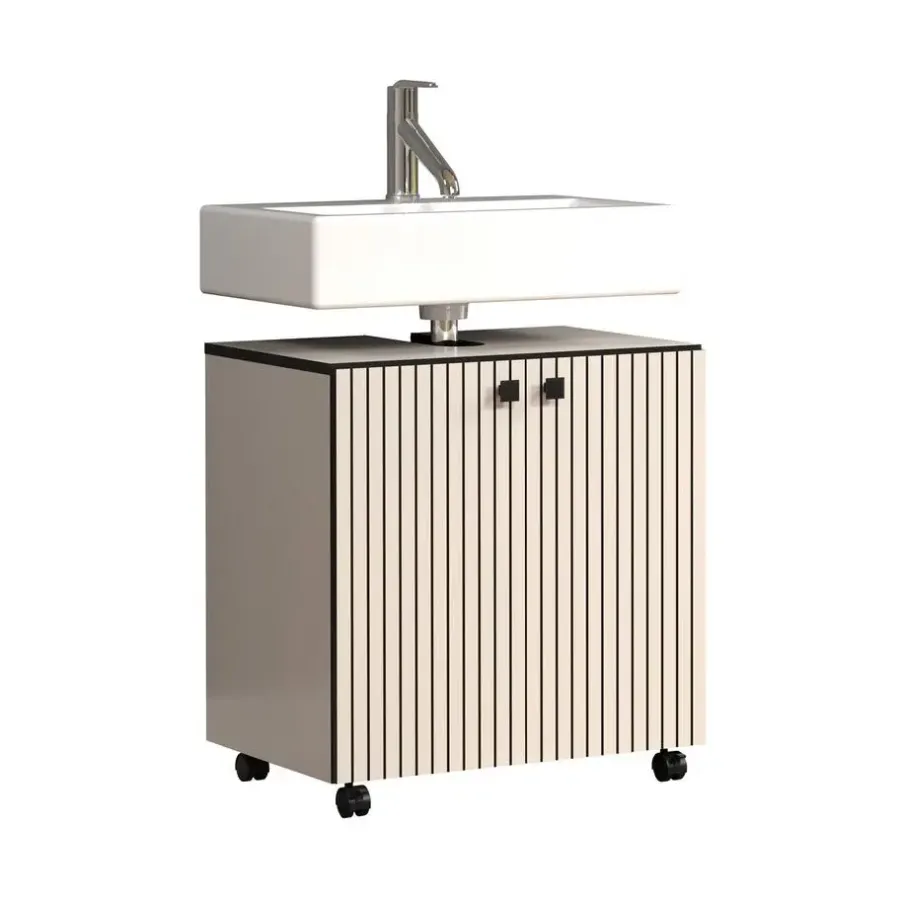 Badmeubelsets-Calicosy - Onderkast met wielen, 2 deuren PUREBLISS - 42x60x64 cm