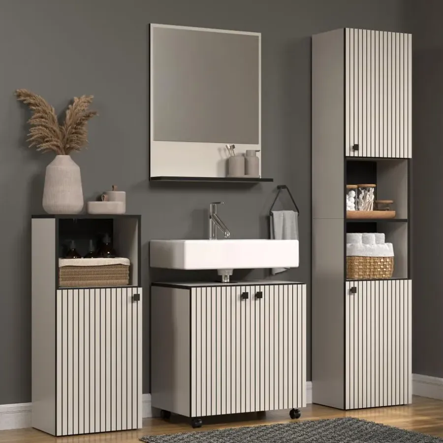 Badmeubelsets-Calicosy - Onderkast met wielen, 2 deuren PUREBLISS - 42x60x64 cm