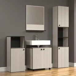 Badmeubelsets-Calicosy - Onderkast met wielen, 2 deuren PUREBLISS - 42x60x64 cm