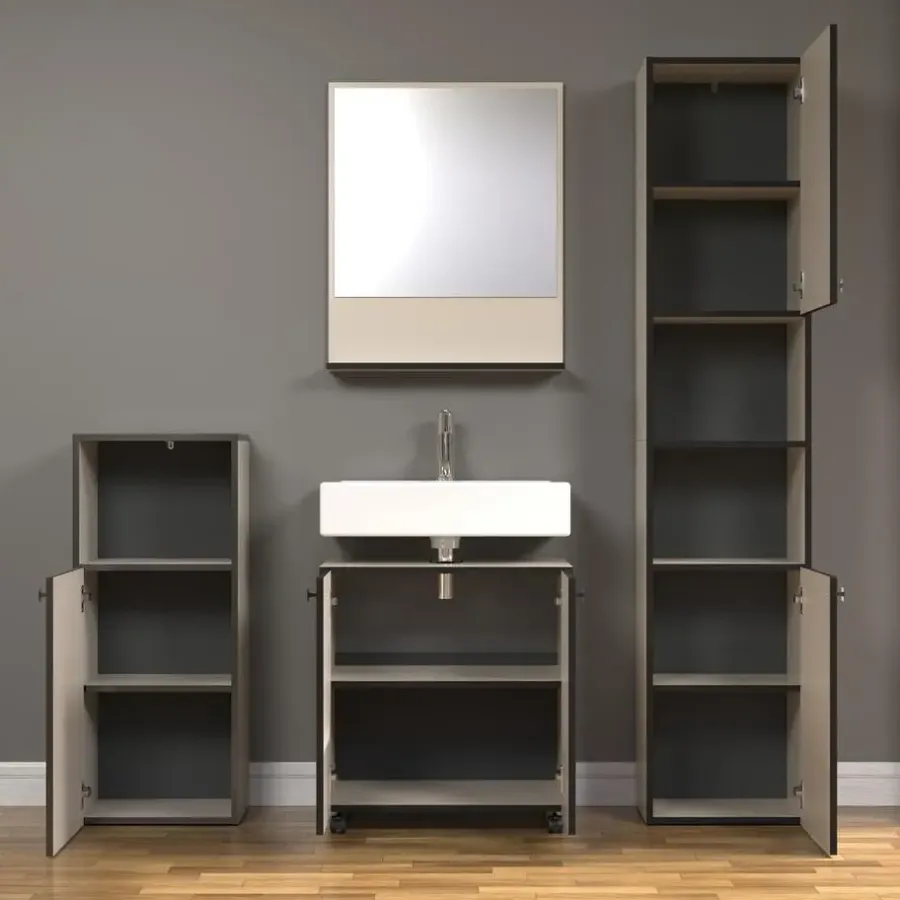 Badmeubelsets-Calicosy - Onderkast met wielen, 2 deuren PUREBLISS - 42x60x64 cm