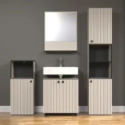 Badmeubelsets-Calicosy - Onderkast met wielen, 2 deuren PUREBLISS - 42x60x64 cm