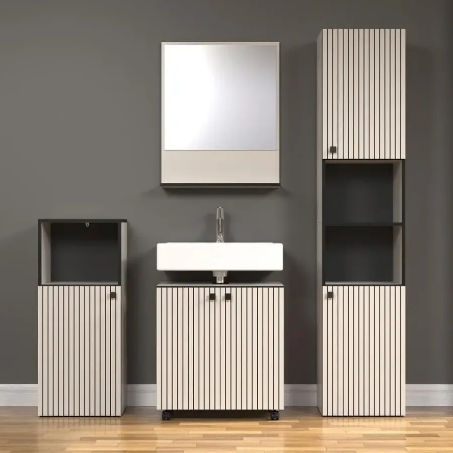 Badmeubelsets-Calicosy - Onderkast met wielen, 2 deuren PUREBLISS - 42x60x64 cm