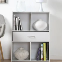 Boekenkasten|Boekenkasten-Calicosy - Opbergplank met 4 compartimenten - 29,5x62x80 cm