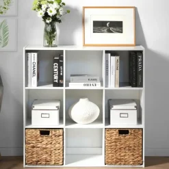 Boekenkasten|Boekenkasten-Calicosy - Opbergrek - Wit - 92.5x92.5x29.5 cm
