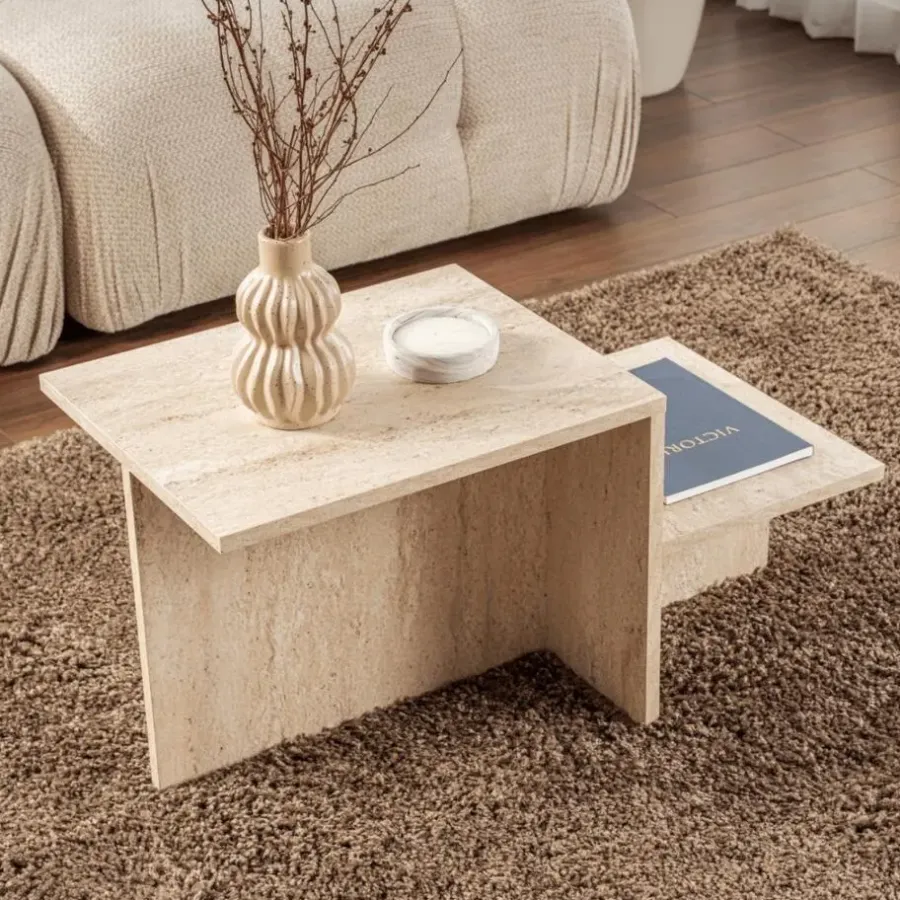 Salontafels-Calicosy - Salontafel HARMONY - Travertijn - 40x77x40 cm