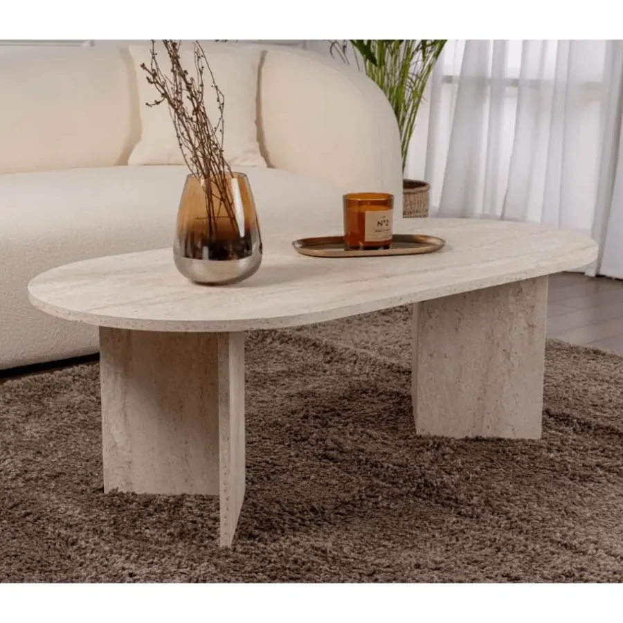 Salontafels-Calicosy - Salontafel IRIS - Travertijn - 39,8x119x60 cm